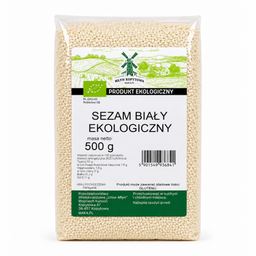Przejdź do produktu BIO Sezam biały łuskany EKOLOGICZNY 500g