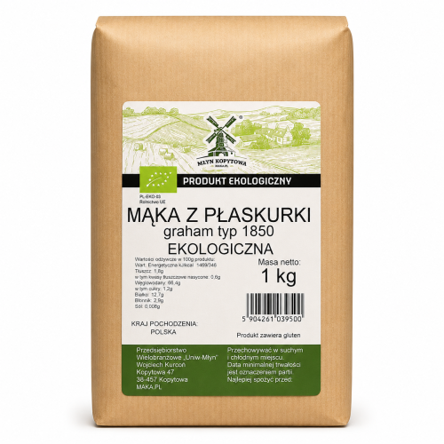Przejdź do produktu BIO Mąka z płaskurki graham typ 1850 EKOLOGICZNA 1kg