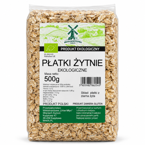 Przejdź do produktu BIO Płatki żytnie EKOLOGICZNE 500g