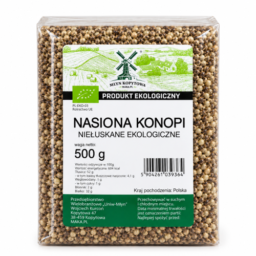 Przejdź do produktu BIO Nasiona konopi EKOLOGICZNE 500g
