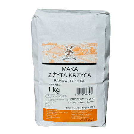 Mąka z żyta krzyca razowa typ 2000