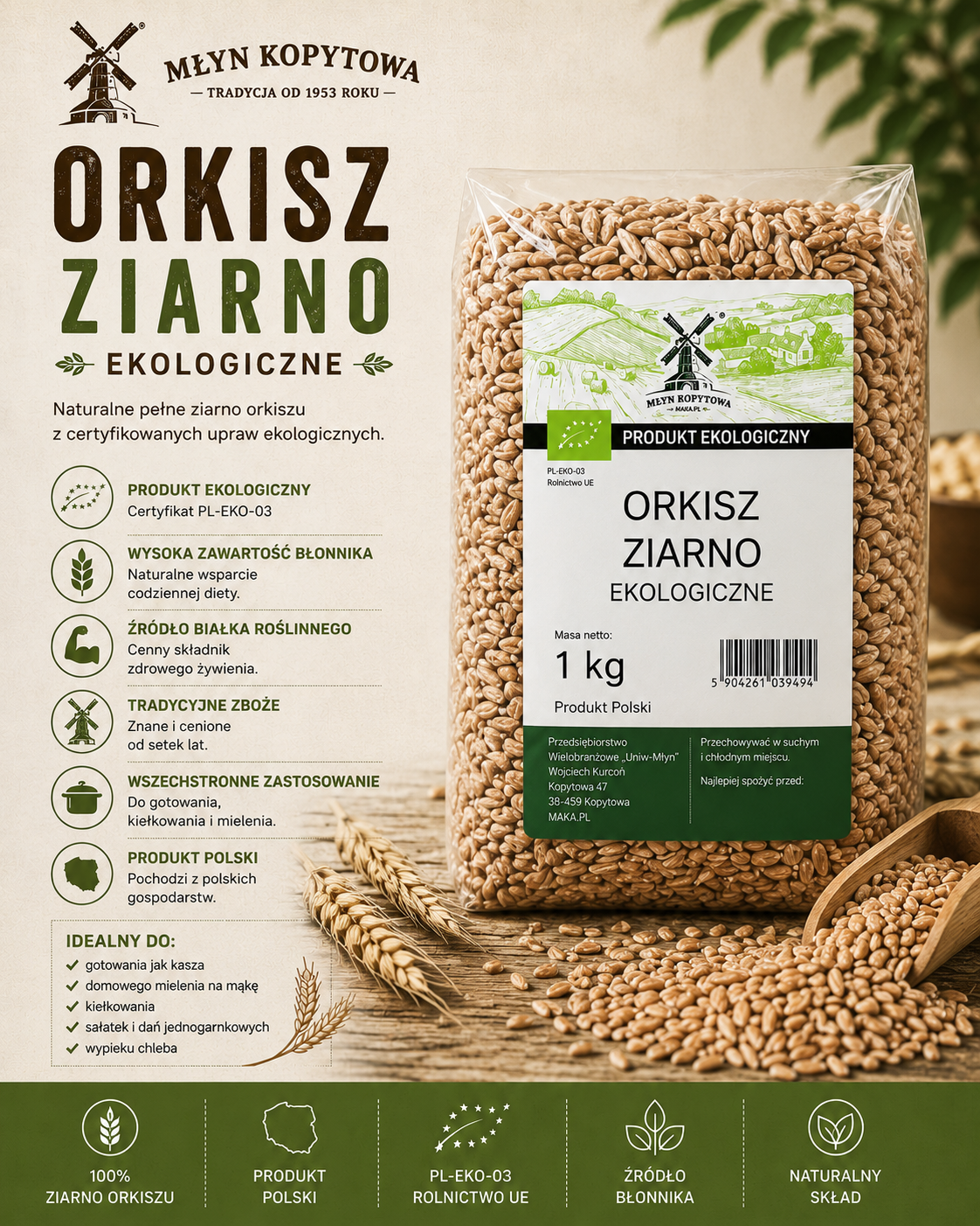 orkisz ziarno ekologiczny