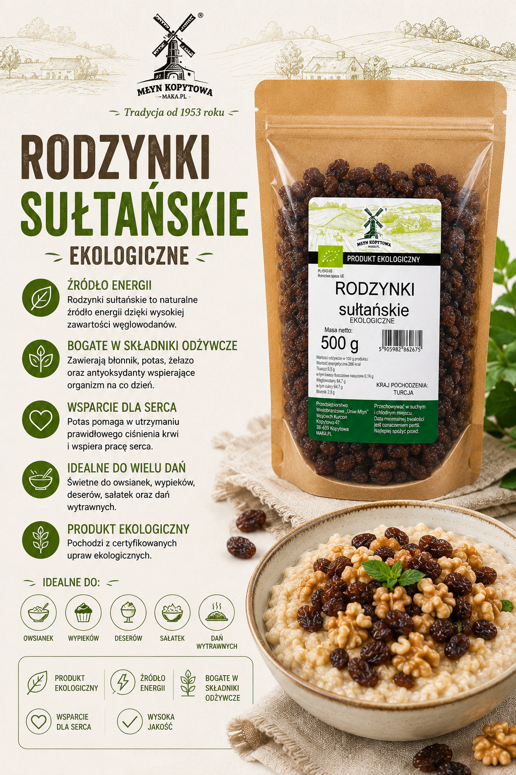 Rodzynki eko niesiarkowane